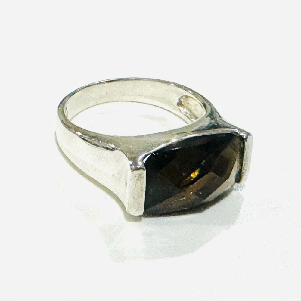 Premier Designs Faceted Brown Topaz Silver Ring